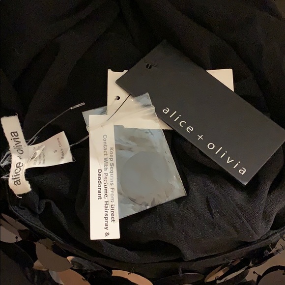 NWT Alice + Olivia Sequin Silk Bow Halter Dress - Picture 7 of 7